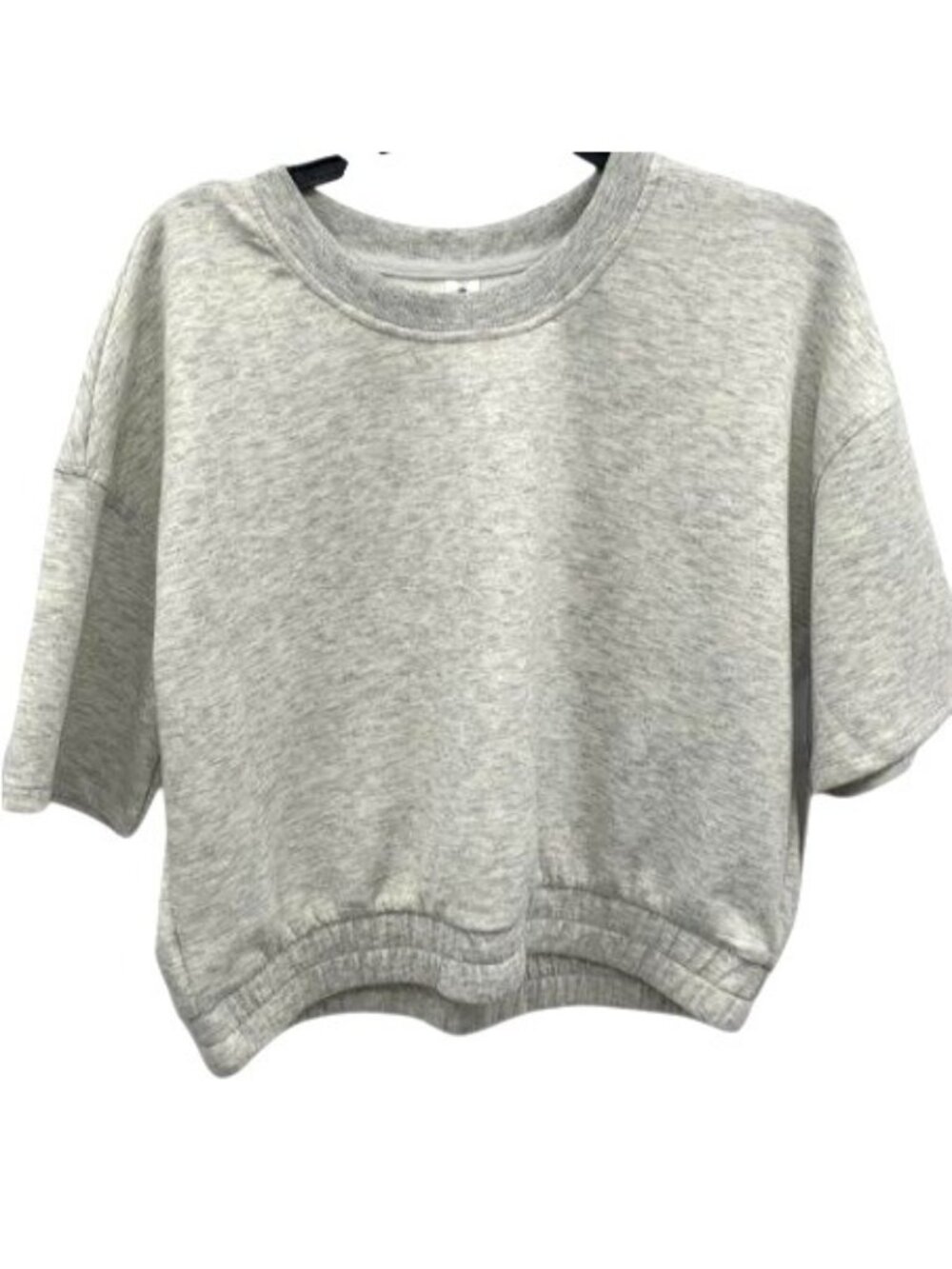 Yogalicious Scuba Knit Crop Sweatshirt Crew Neck Short Sleeve Size L NWT